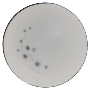 1 Vtg Bread & Butter Plate Platinum Star Burst CREATIVE Gray Pink Porcelain 1014